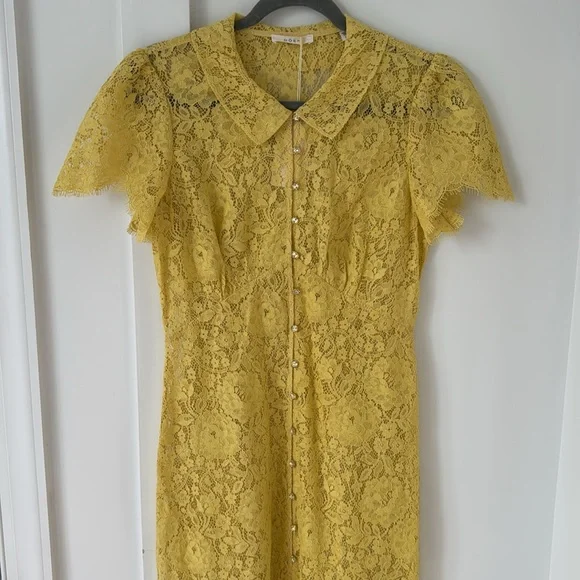 ⚡️⚡️⚡️SOLD⚡️⚡️⚡️⚡️⚡️NWT Doen Sohana yellow lace midi dress Size M - Picture 6 of 14